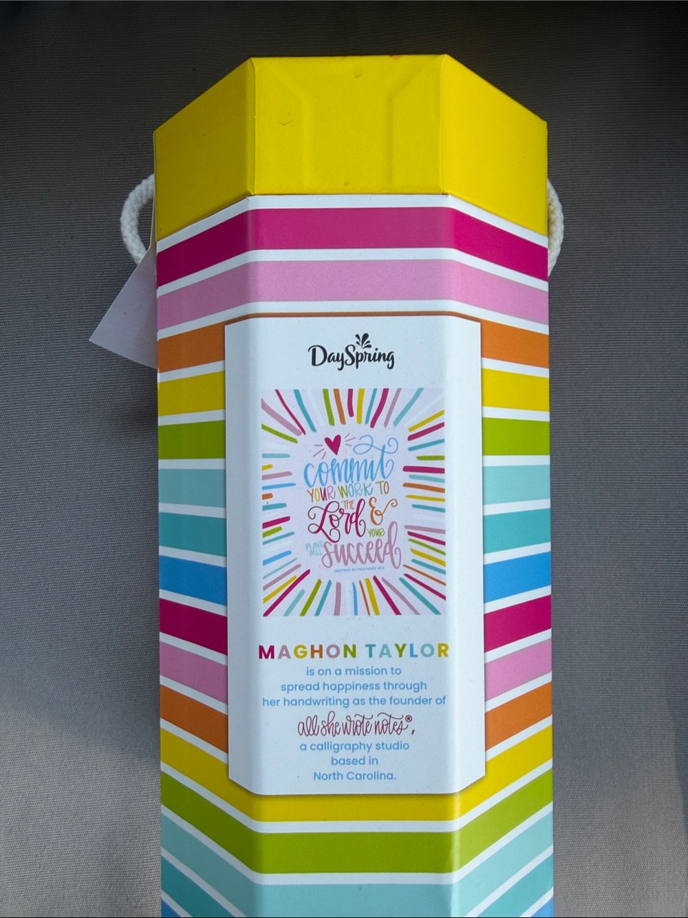 Maghon Taylor Multicolor Striped Gift Box - Yellow Accent